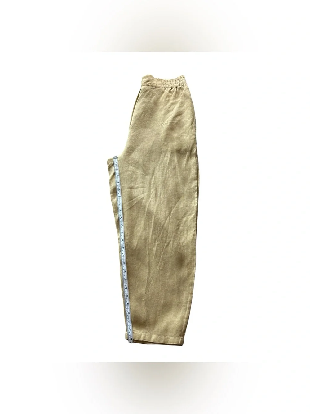 Zara 100% Linen Pull-On Pants Size M Camel Tan Pockets